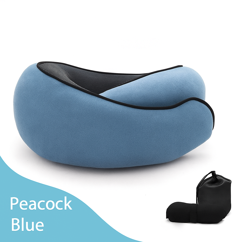 Premium Memory Foam Travel Neck Pillow Ergonomic U Shaped Support For Flights Cars And Office by Wave & Hang
