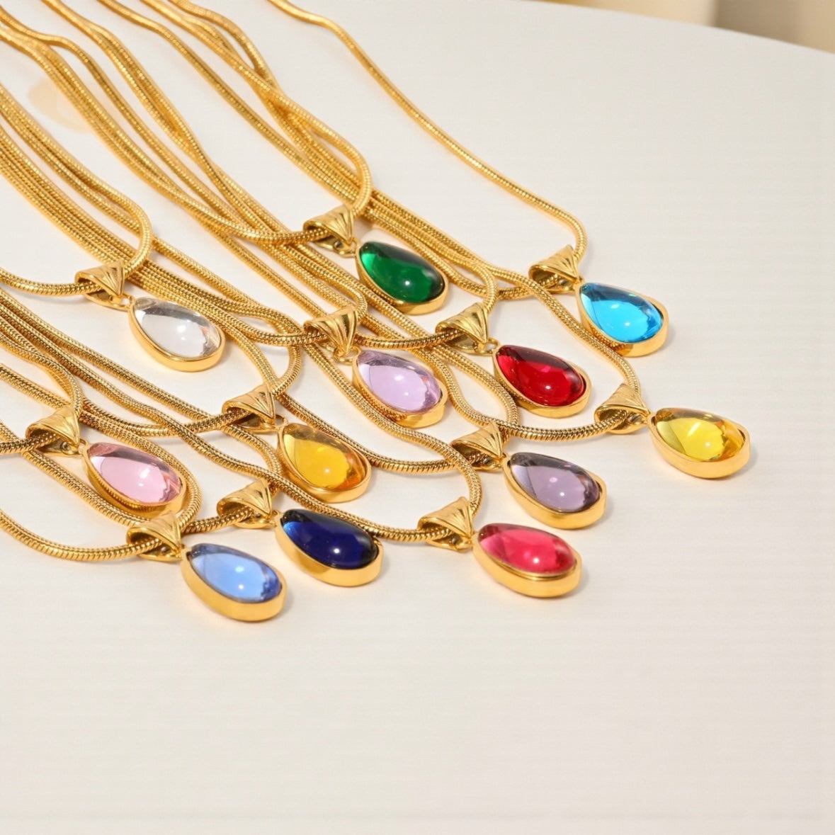 Blue Ocean Drop Necklace - Serene Teardrop Pendant for Women by Wave & Hang