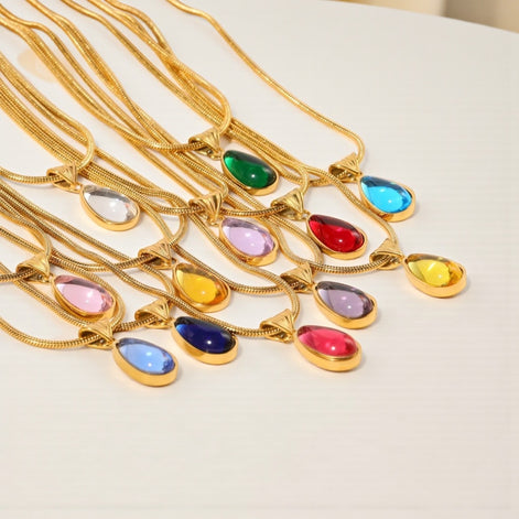 Blue Ocean Drop Necklace - Serene Teardrop Pendant for Women by Wave & Hang