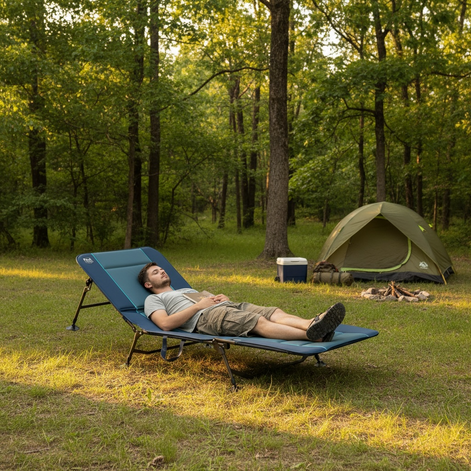 TIMBER RIDGE Camping Cot – Heavy Duty, Supports 600 lbs, Dark Blue