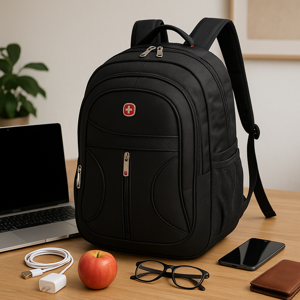 💼 Sleek Black Laptop Backpack – Durable, Waterproof & Multi-Purpose
