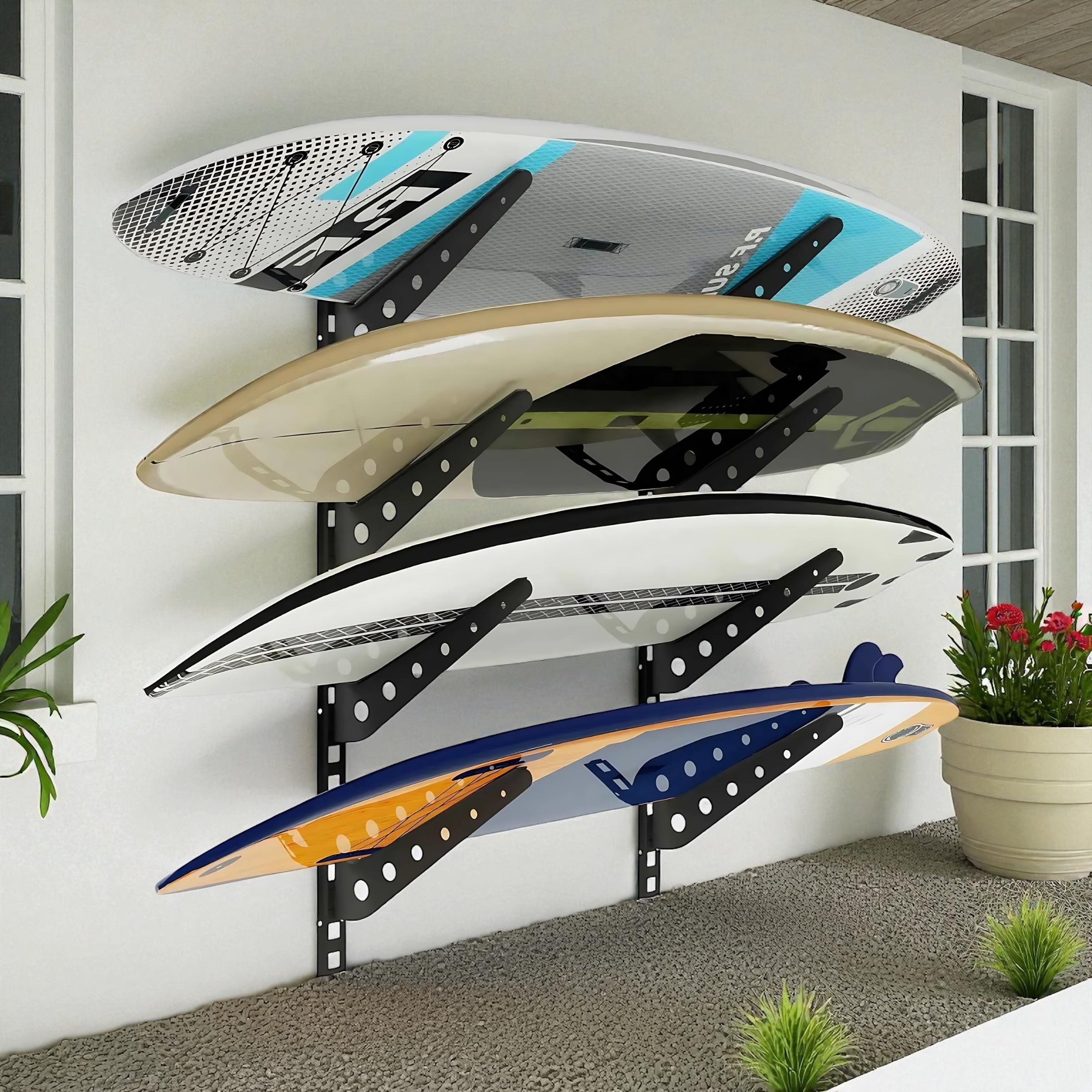 Neorexon™ Adjustable Surfboard Rack – Heavy-Duty Wall Mount for Surfboards, Paddle Boards & More by Wave & Hang