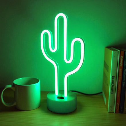 Neon LED Table Lamp for Bedroom – Cute Night Light for Kids and Adults | Colorful Neon Signs in Cactus, Rainbow, Unicorn, Cat, and Bat Shapes | USB & Battery Powered Home Décor Lamp