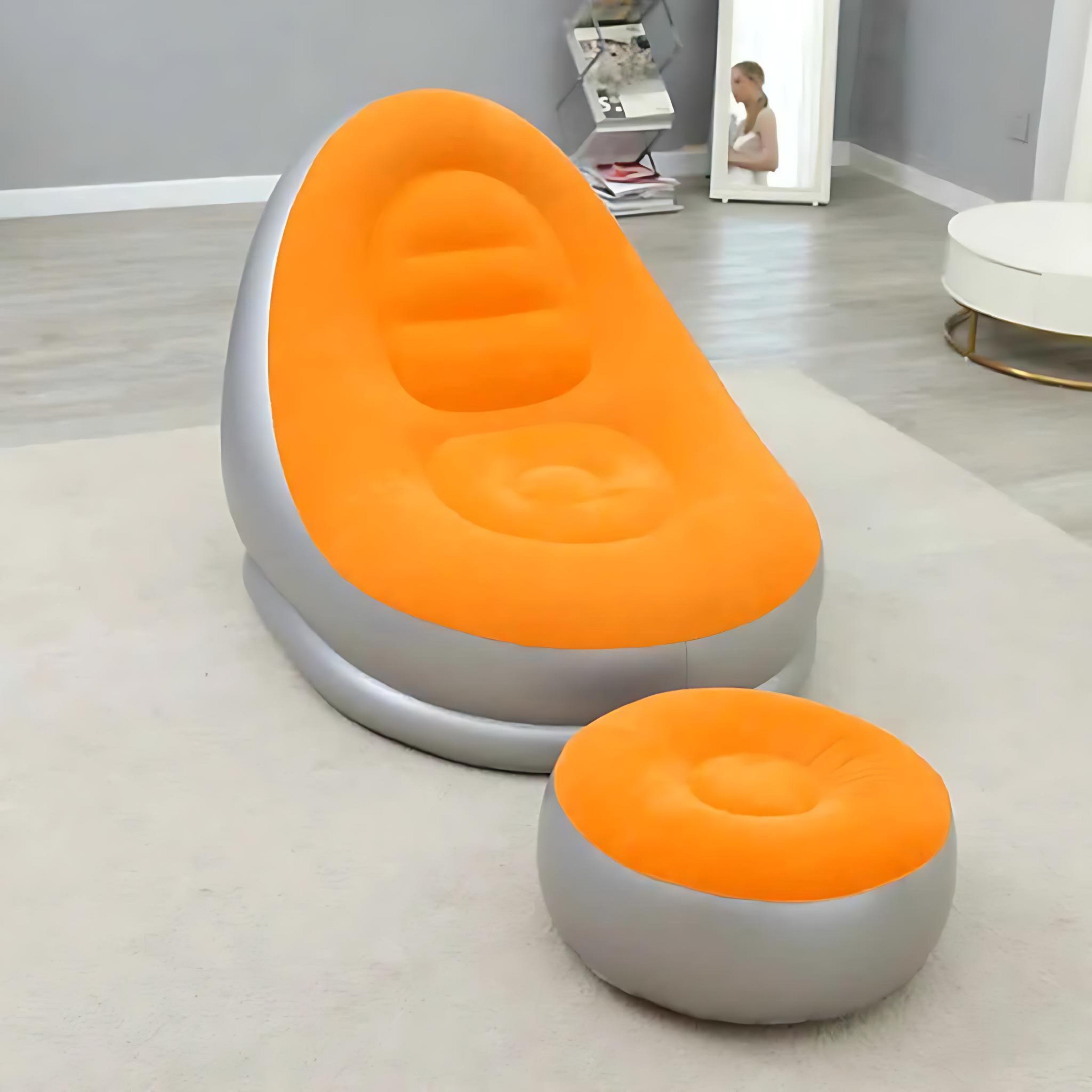 Thick Inflatable Lazy Sofa With Footstool Portable Lounger by Wave & Hang