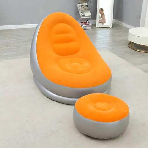 Thick Inflatable Lazy Sofa With Footstool Portable Lounger by Wave & Hang