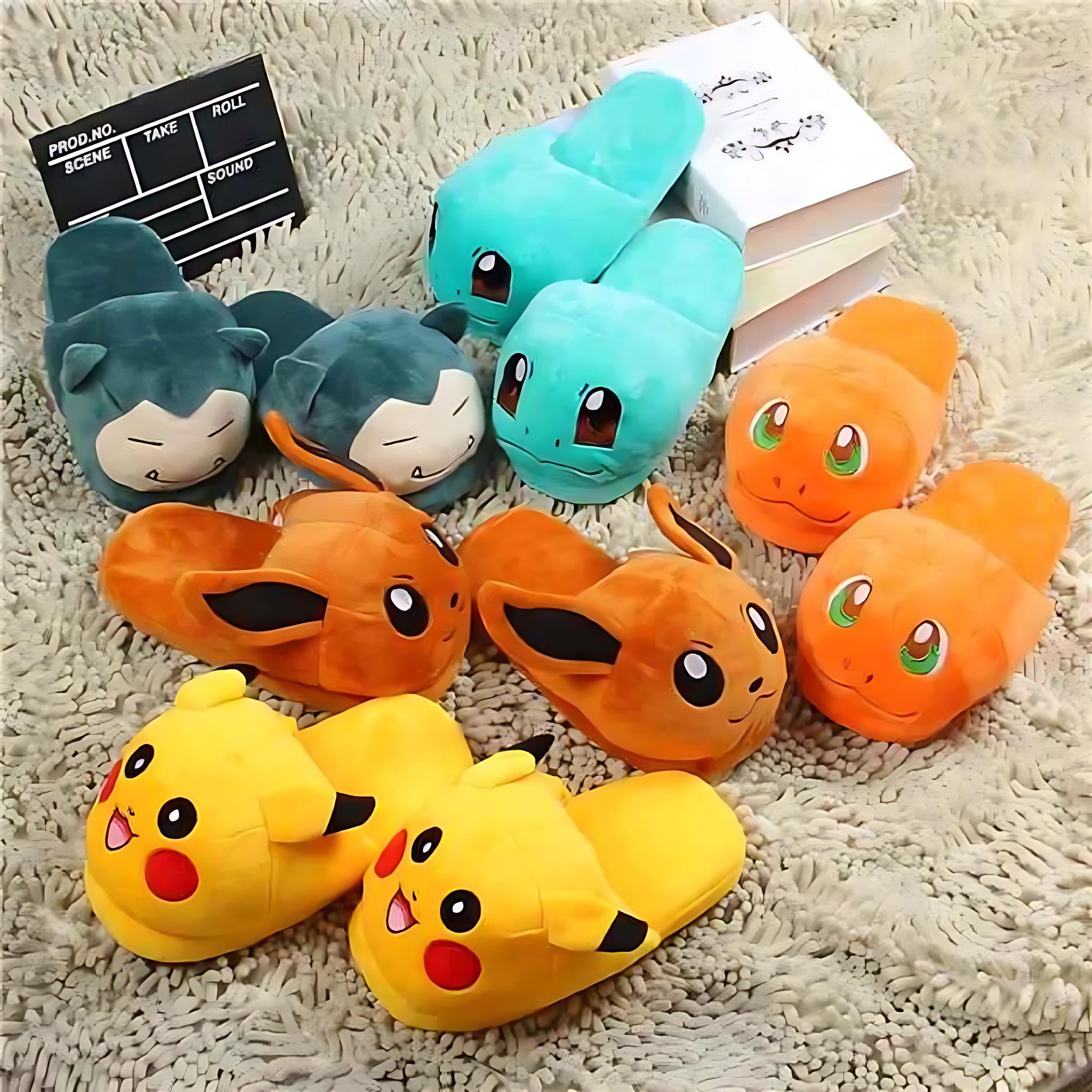 Pokémon Plush Slippers – Cozy Indoor Shoes Featuring Pikachu, Snorlax, Charmander & More by Wave & Hang