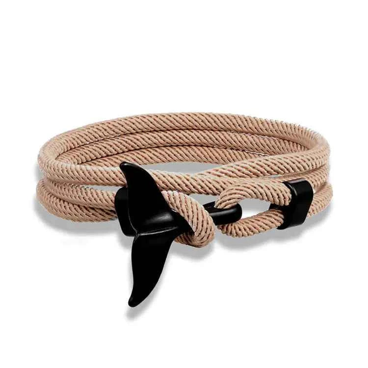 Ocean Whale Tail Anchor Bracelet – Adjustable Nautical Rope Bracelet for Couples & Ocean Lovers