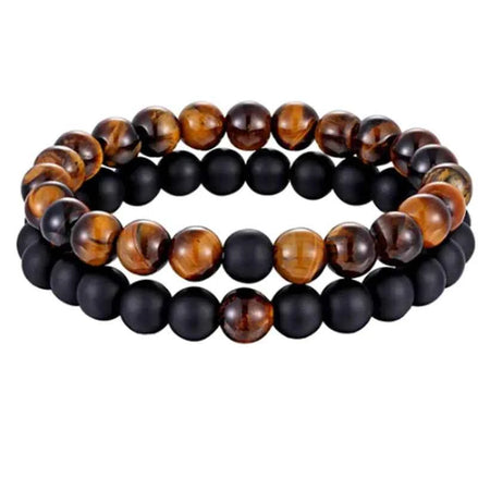 Couple’s Black Yoga Beaded Bracelet – Handmade Stone Bracelet for Men & Women