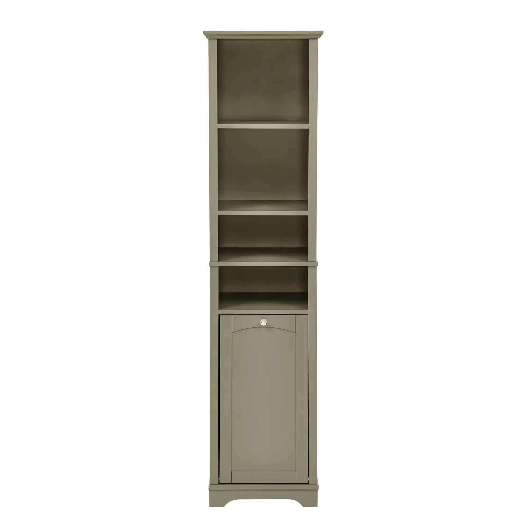 64” Tall Bathroom Storage Cabinet | Modern Grey Organizer for Home & Office