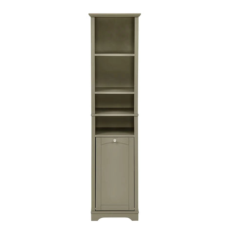 64” Tall Bathroom Storage Cabinet | Modern Grey Organizer for Home & Office