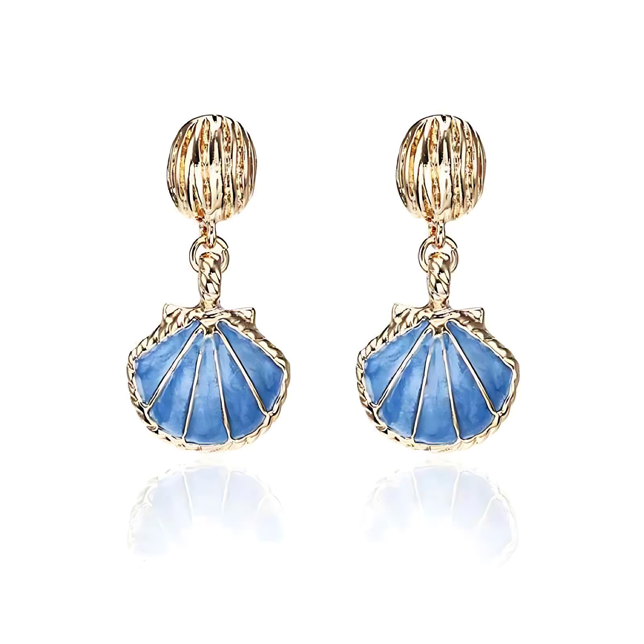 Vintage Ocean Shell Stud Earrings by Wave & Hang