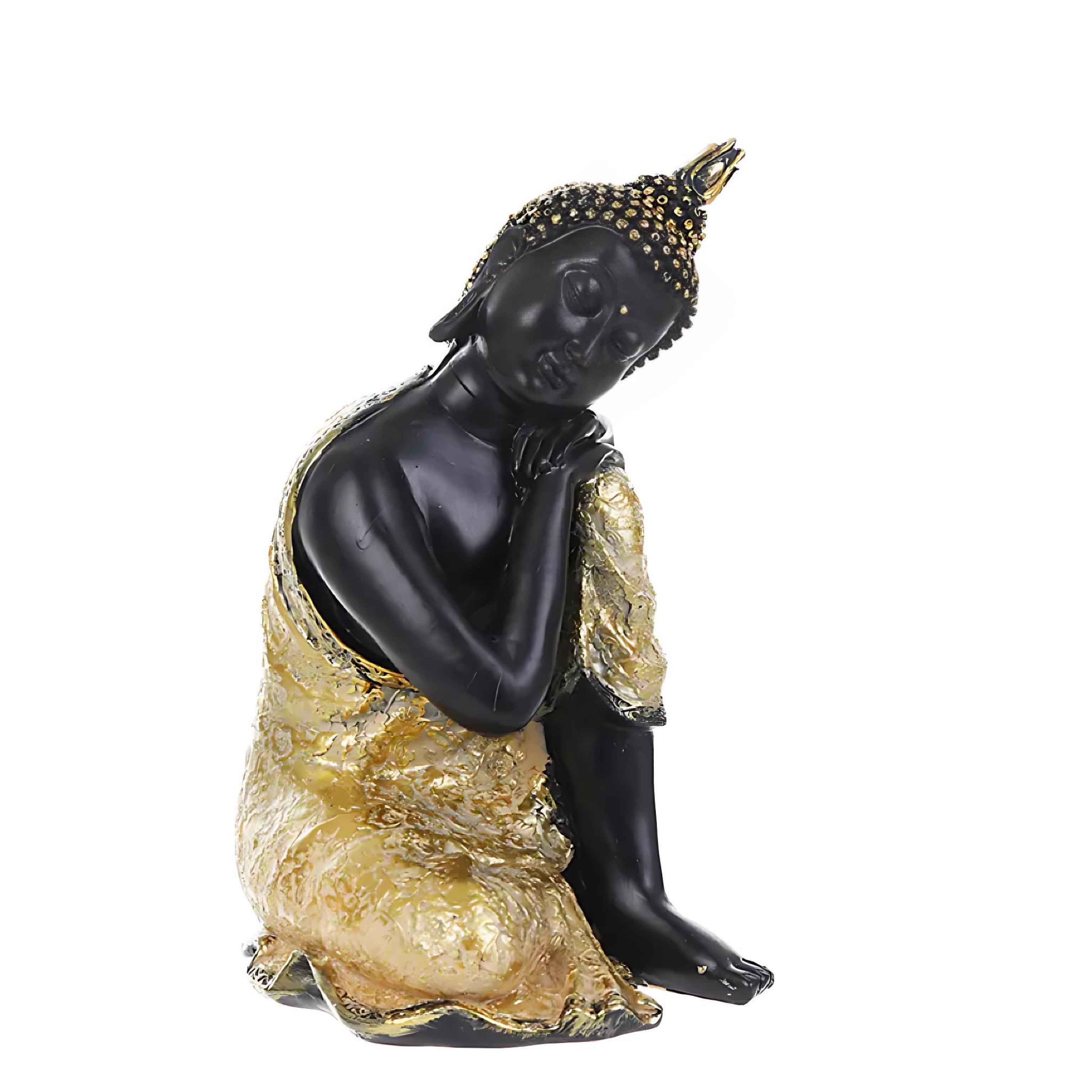 Thai Buddha Resin Statue – Meditation Decor Sculpture with Mandala Design | Spiritual Home & Yoga Studio Ornament