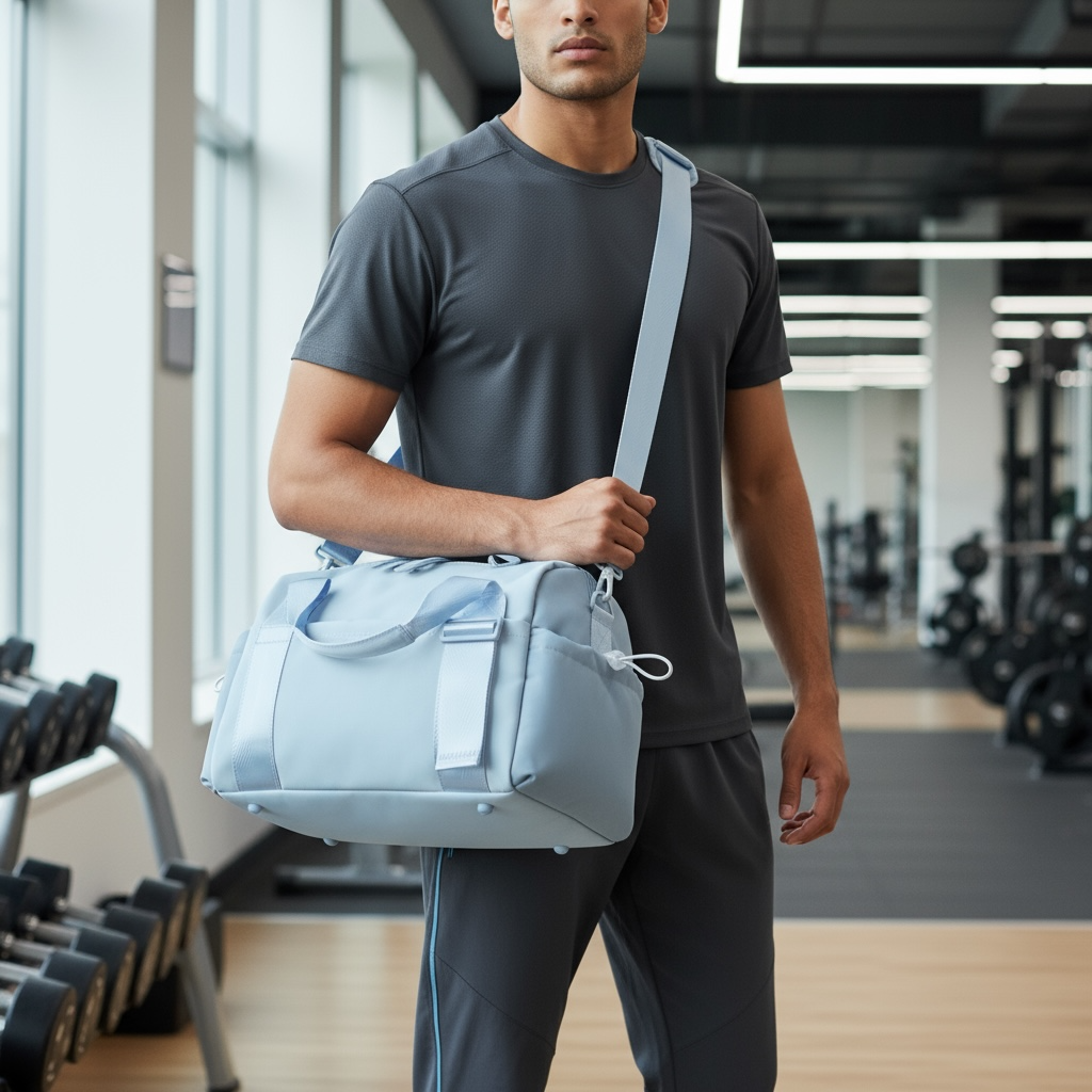 Sports Duffel Bag Lightweight Nylon Water Resistant Shoulder Strap by Wave & Hang