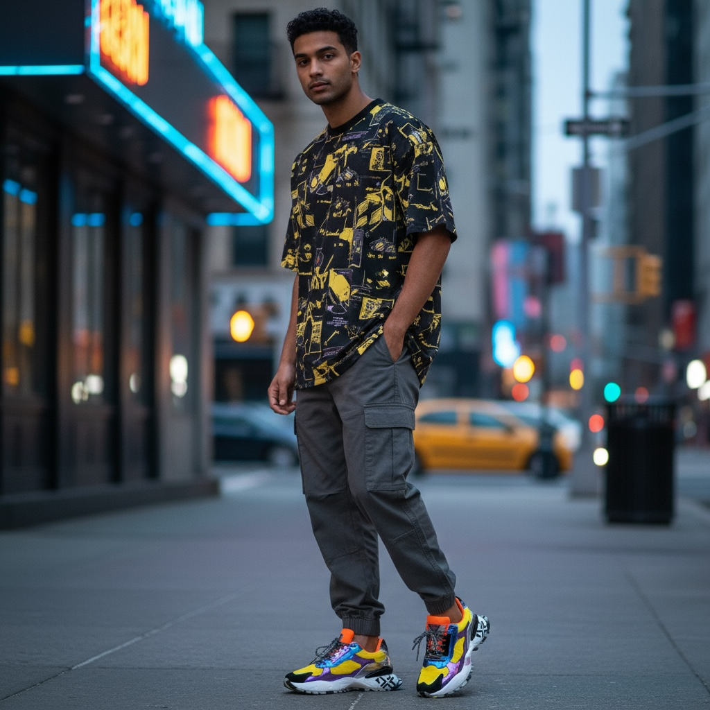 Men's Colorful Dad Sneakers | Trendy Comfort for Urban Style by Wave & Hang