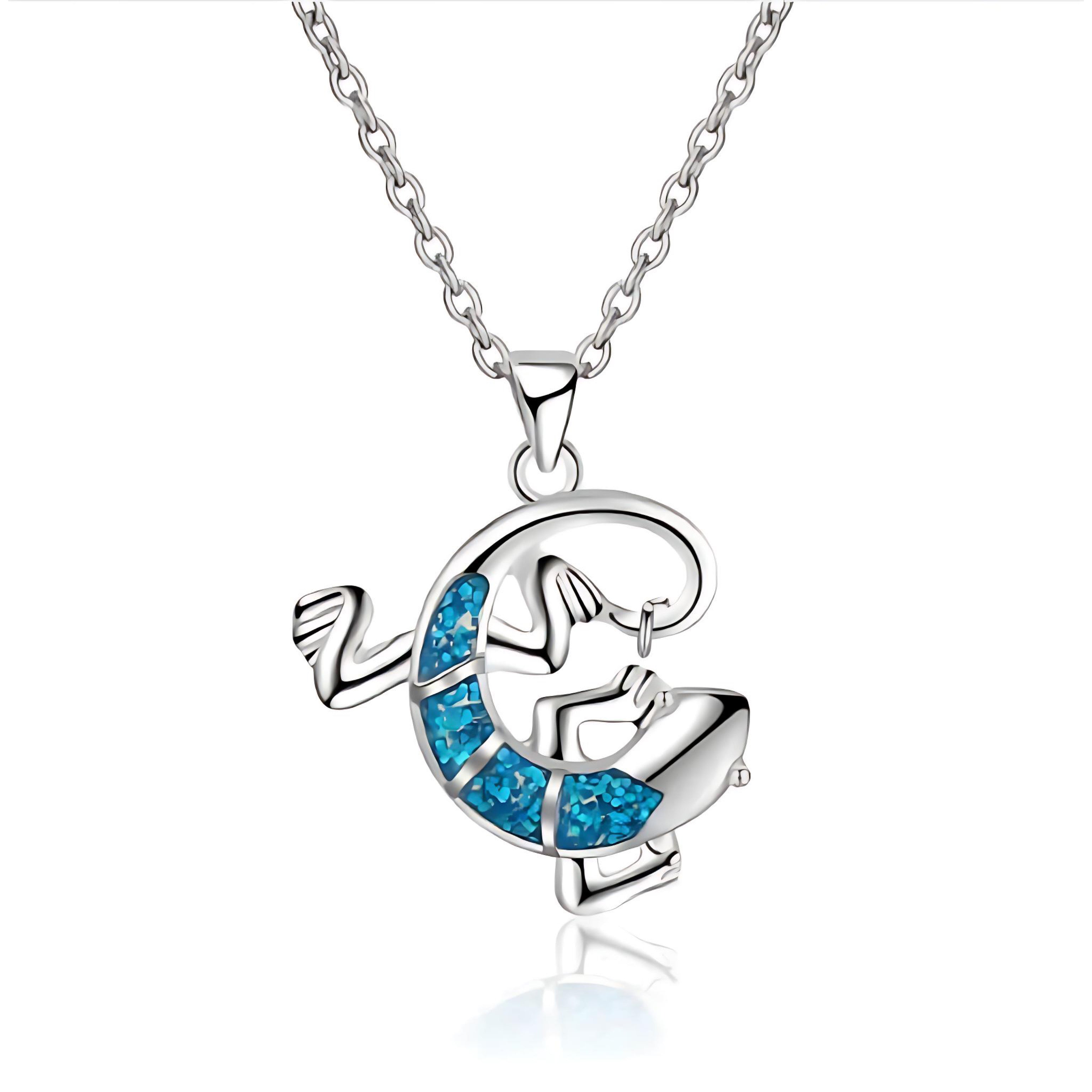 Blue Ocean Turtle Necklace – Elegant Ocean-Inspired Silver Pendant with Adjustable Chain