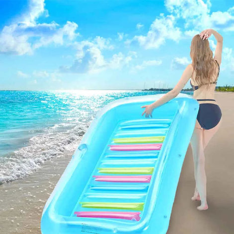Inflatable Sunshine Pool Float with Pillow – Eco-Friendly Blue Lounge for Pool Relaxation (176x110x20 cm)