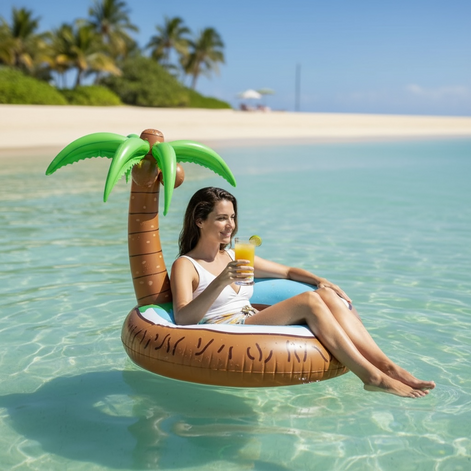Floatay Extra Large Tropical Palm Tree Pool Float For Adults 48 Inch Coconut Tree Island Lounger by Wave & Hang