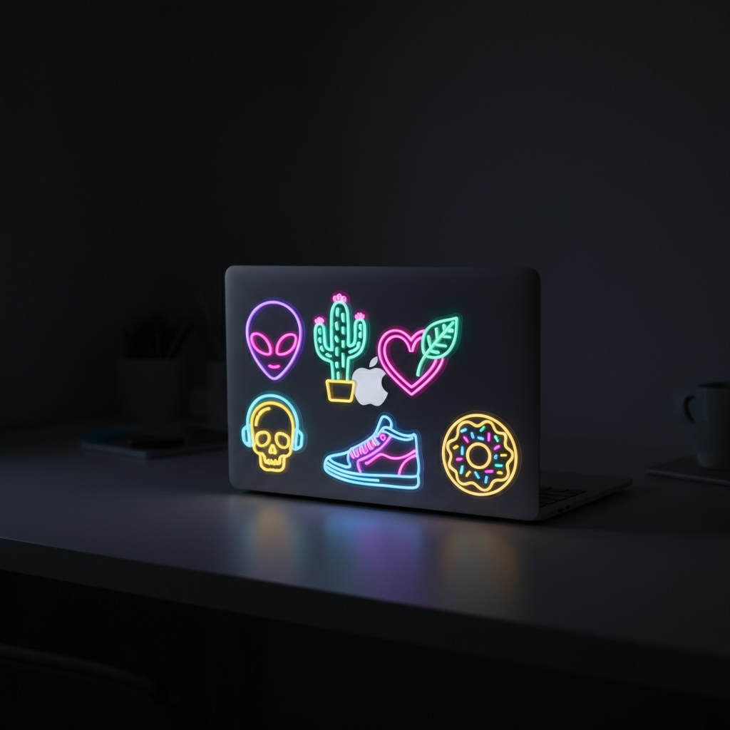 100PCS Neon Stickers – Vibrant Vinyl Decals for Kids & Teens by Wave & Hang