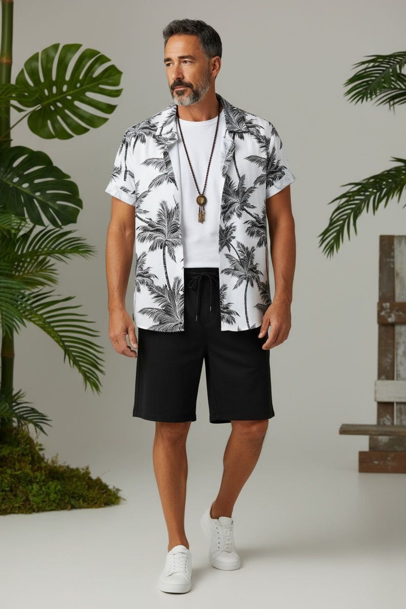 Men's 3D Print Beach Set | Tropical Style & Comfort by Wave & Hang