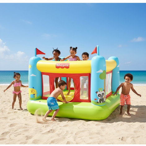 Fisher-Price Bouncetastic Inflatable Bouncer Indoor and Outdoor Jump House for Toddlers by Wave & Hang