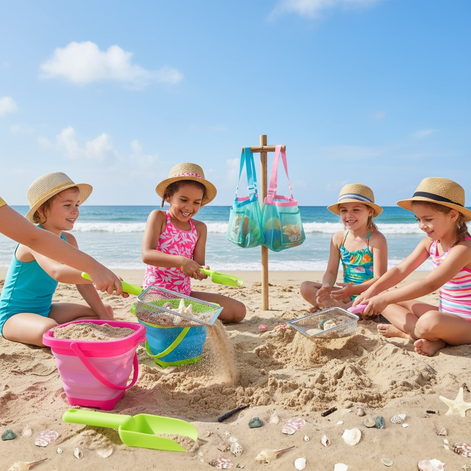 Kids 8PCS Beach Sand Toy Set – Fun & Foldable Adventure! by Wave & Hang