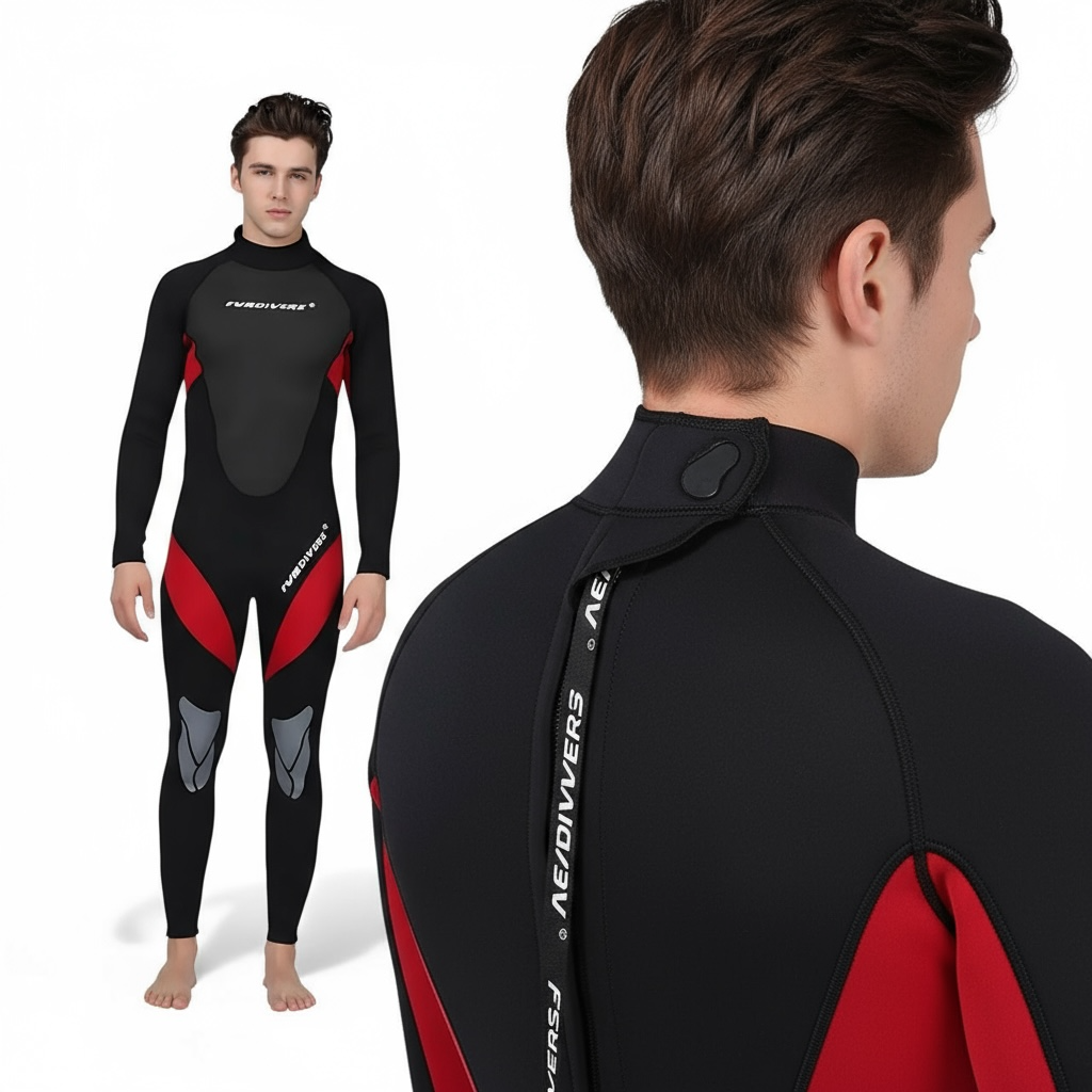Mens Thermal Full Body Diving Wetsuit Neoprene Surfing Suit by Wave & Hang