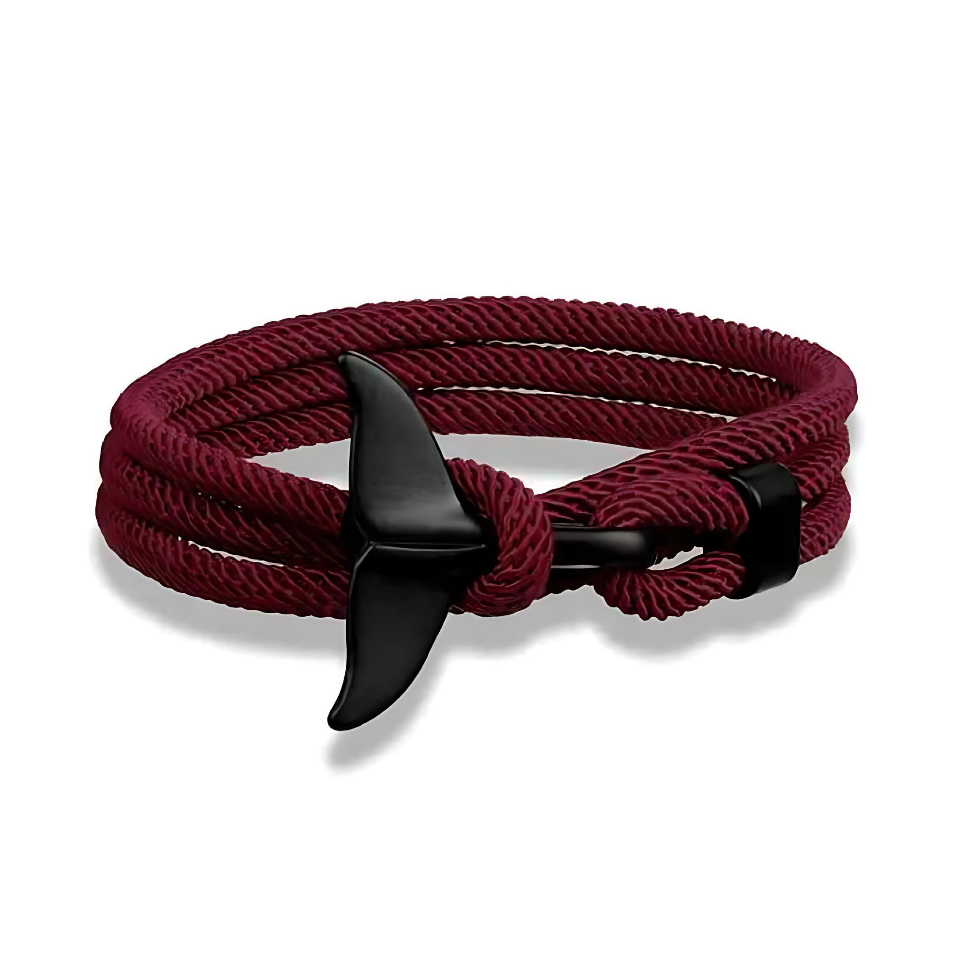 Ocean Whale Tail Anchor Bracelet Adjustable Nautical Rope for Couples and Ocean Lovers by Wave & Hang