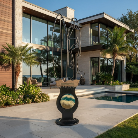 Goddess Of The Tides Tideborn Empress Limited Edition One Line Resin And Wood Sculpture by Wave & Hang