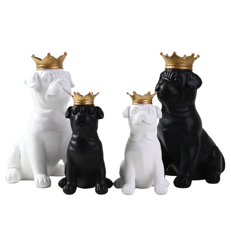 Nordic Bulldog Figurine | Modern Resin Dog Sculpture for Living Room | Creative Animal Home Decor Gift