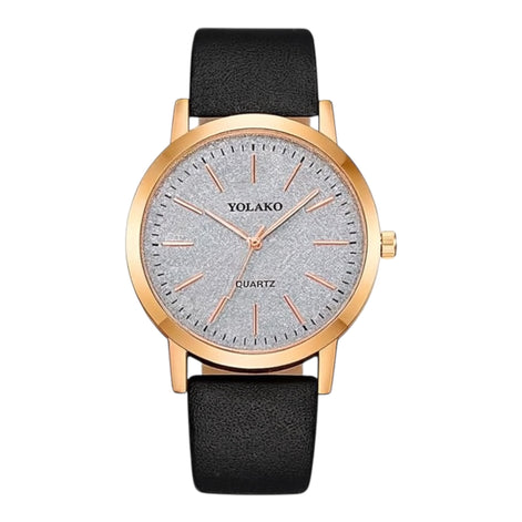 Women’s Glitter Leather Band Quartz Watch – Slim & Elegant Design by Wave & Hang