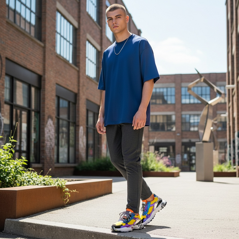 Men's Colorful Dad Sneakers | Trendy Comfort for Urban Style by Wave & Hang