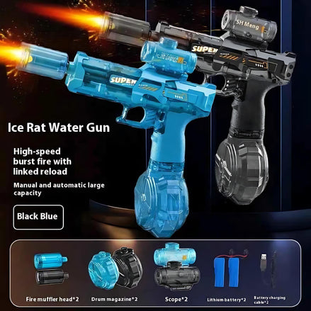 Ice Rat Electric Water Gun High Speed Rechargeable Blaster with LED by Wave & Hang