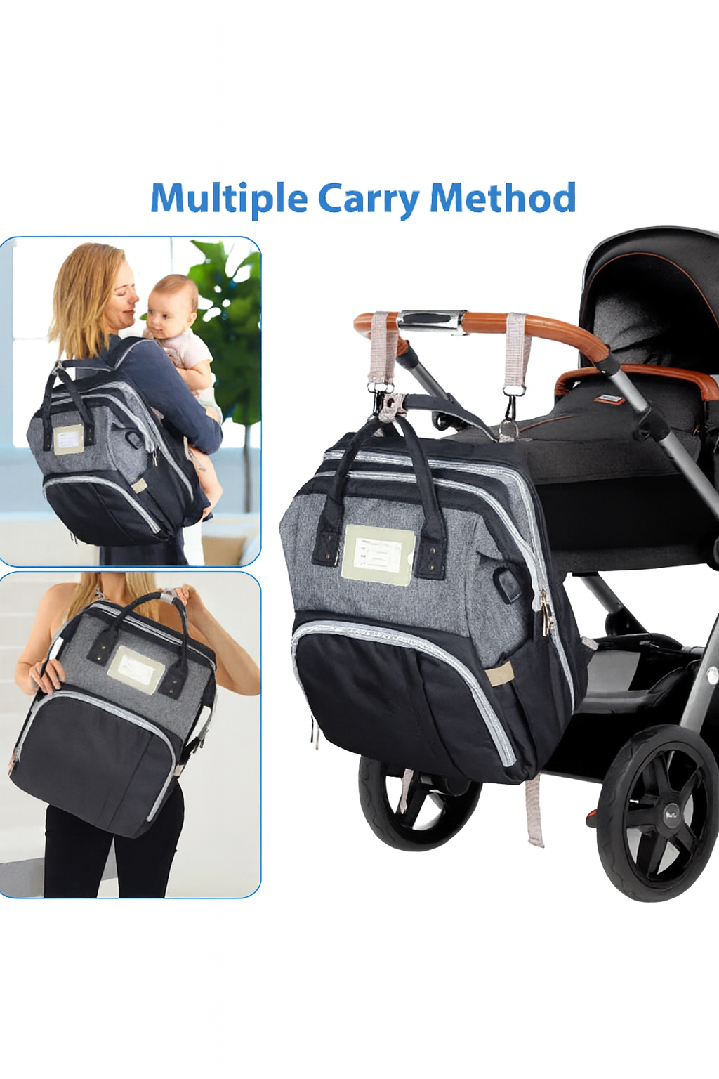 👶 Multi-Functional Diaper Bag with Foldable Baby Bed – Large Capacity Mommy Backpack