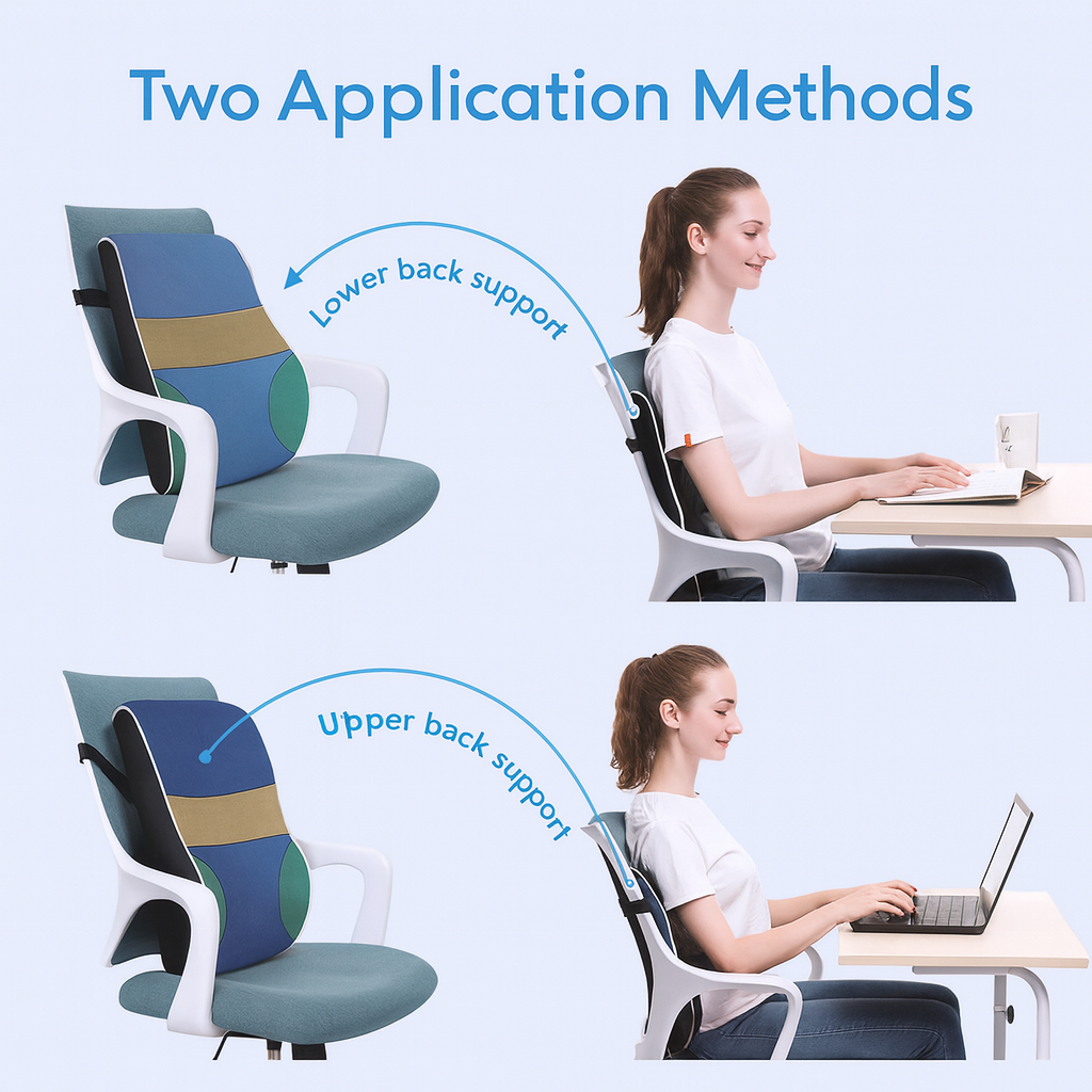 Memory Foam Office Back Cushion | Ergonomic Lumbar Support Pillow for Chair & Car