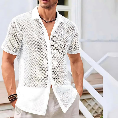 Men's Mesh Summer Shirt | Breathable Beachwear by TrendyStyle by Wave & Hang