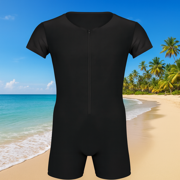 Men's Short Sleeve Full Body Suit Quick Dry Compression Swimwear by Wave & Hang