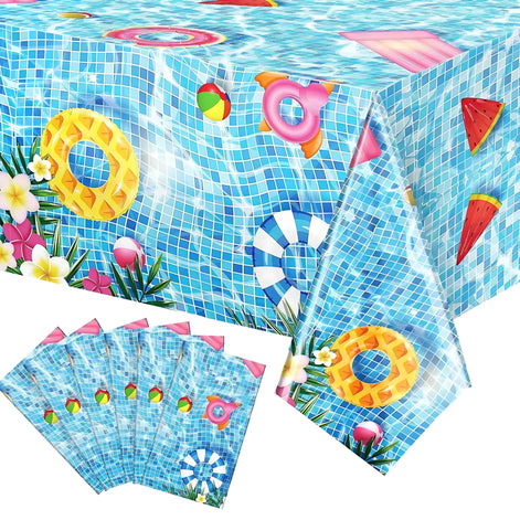 Riakrum Summer Beach Tablecloths - 6 Pcs Vibrant Pool Party Covers