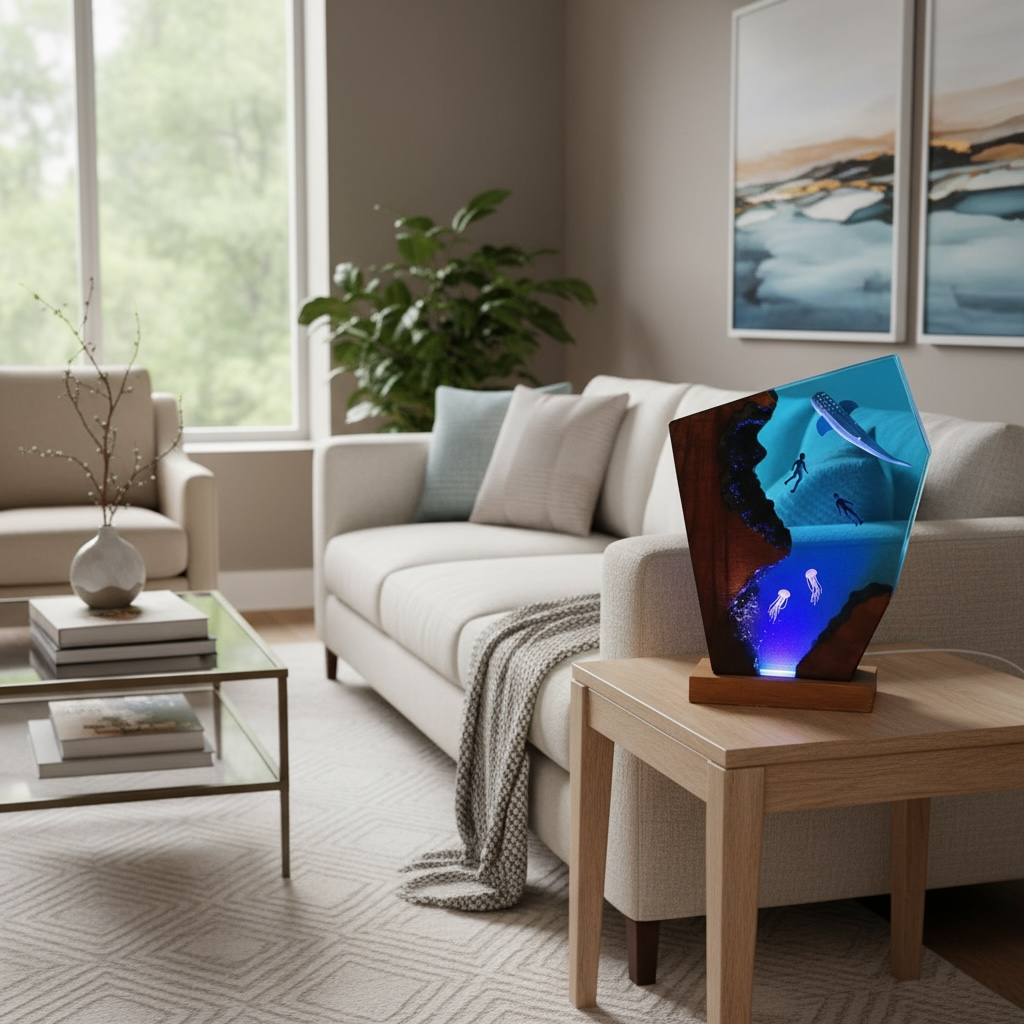 Creative USB Ocean Night Lamp 3D Underwater LED Desk Light Ocean Scene Resin Lamp For Bedroom Decor by Wave & Hang