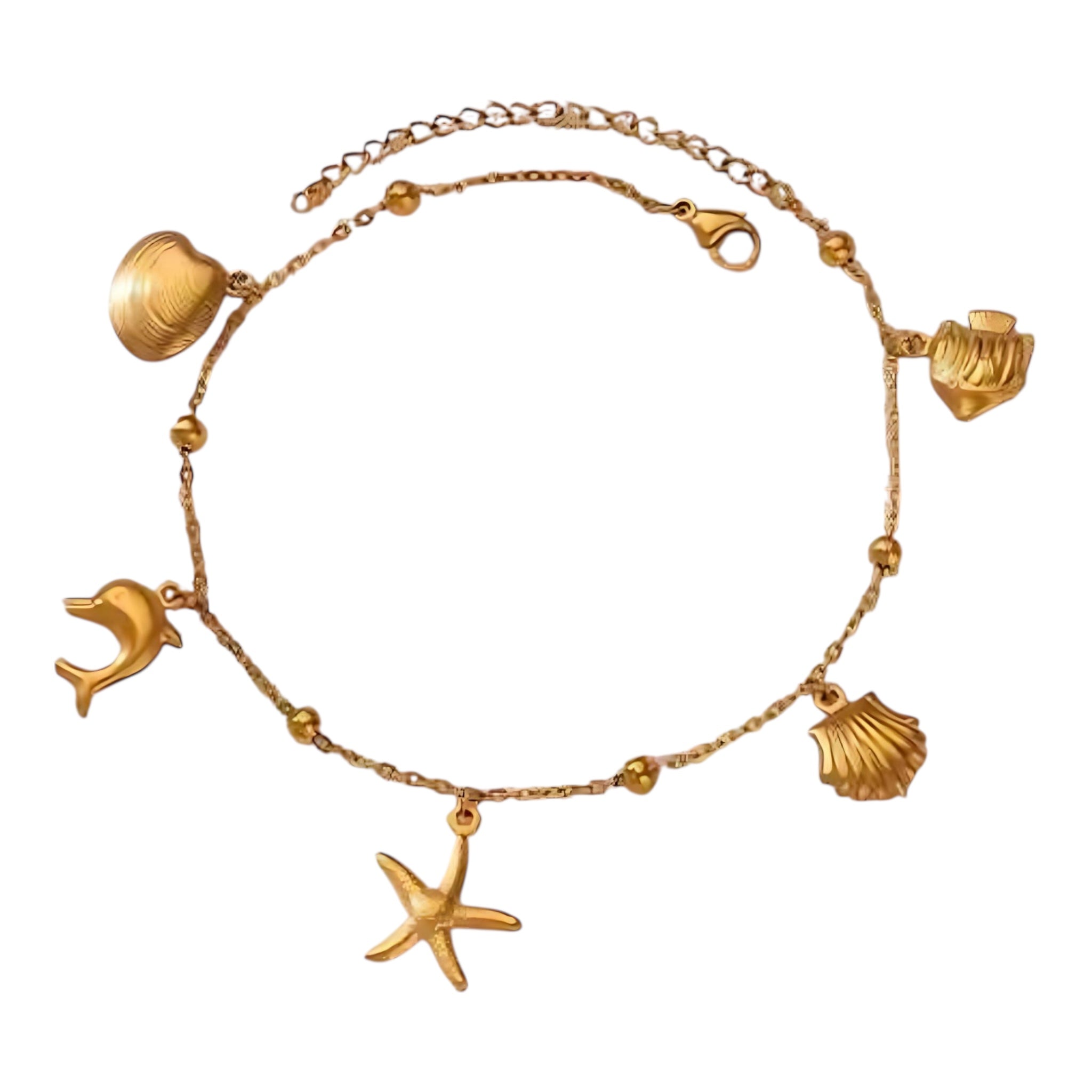 Ocean Charm Anklet – Seashell & Starfish Beach Jewelry by Wave & Hang