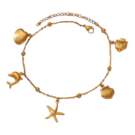 Ocean Charm Anklet – Seashell & Starfish Beach Jewelry by Wave & Hang