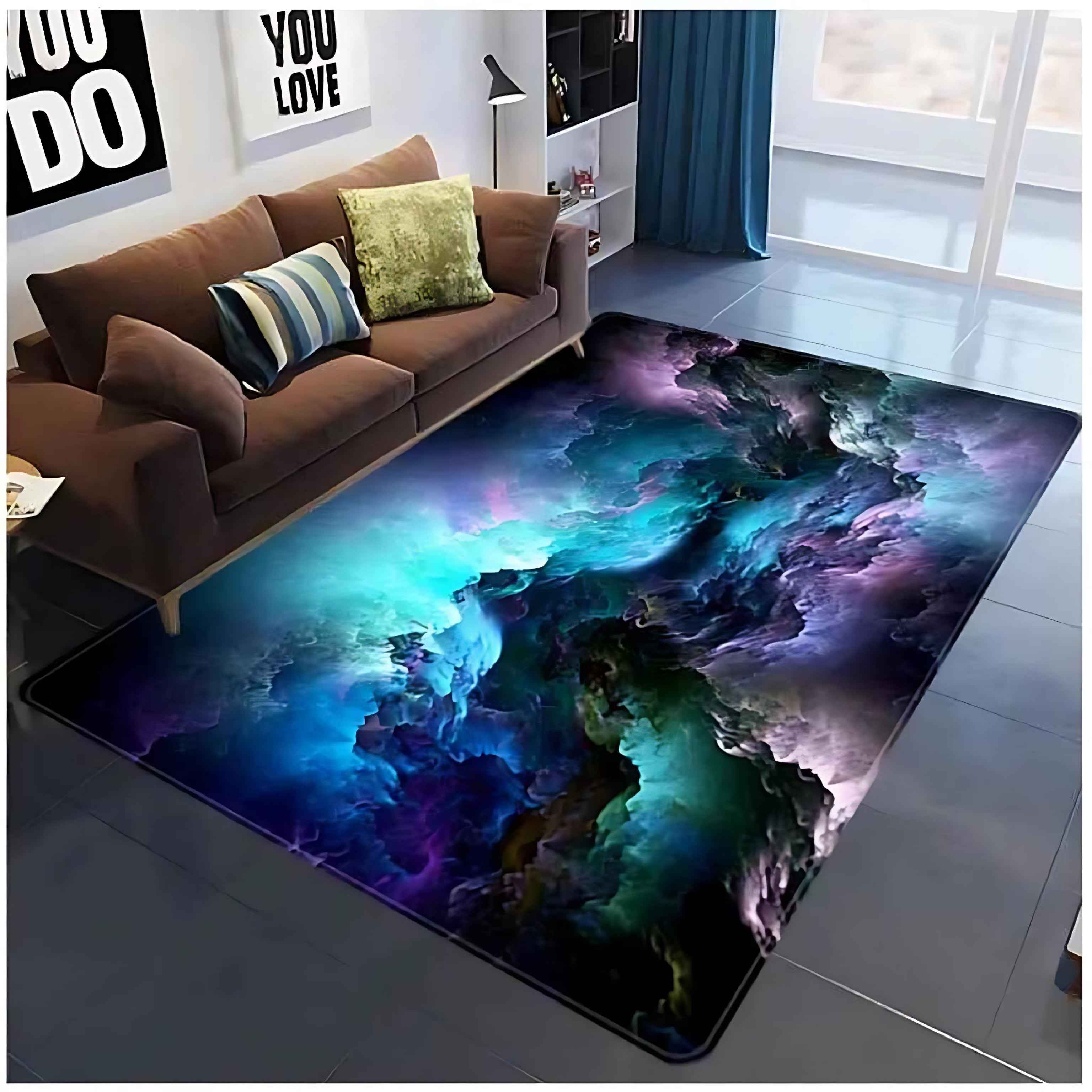 3D Galaxy Space Star Rug | Cosmic Area Carpet for Living Room Decor
