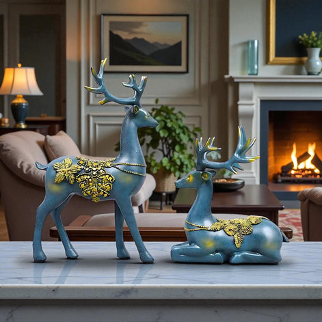 European Style Resin Deer Figurine | Elegant Living Room Decor
