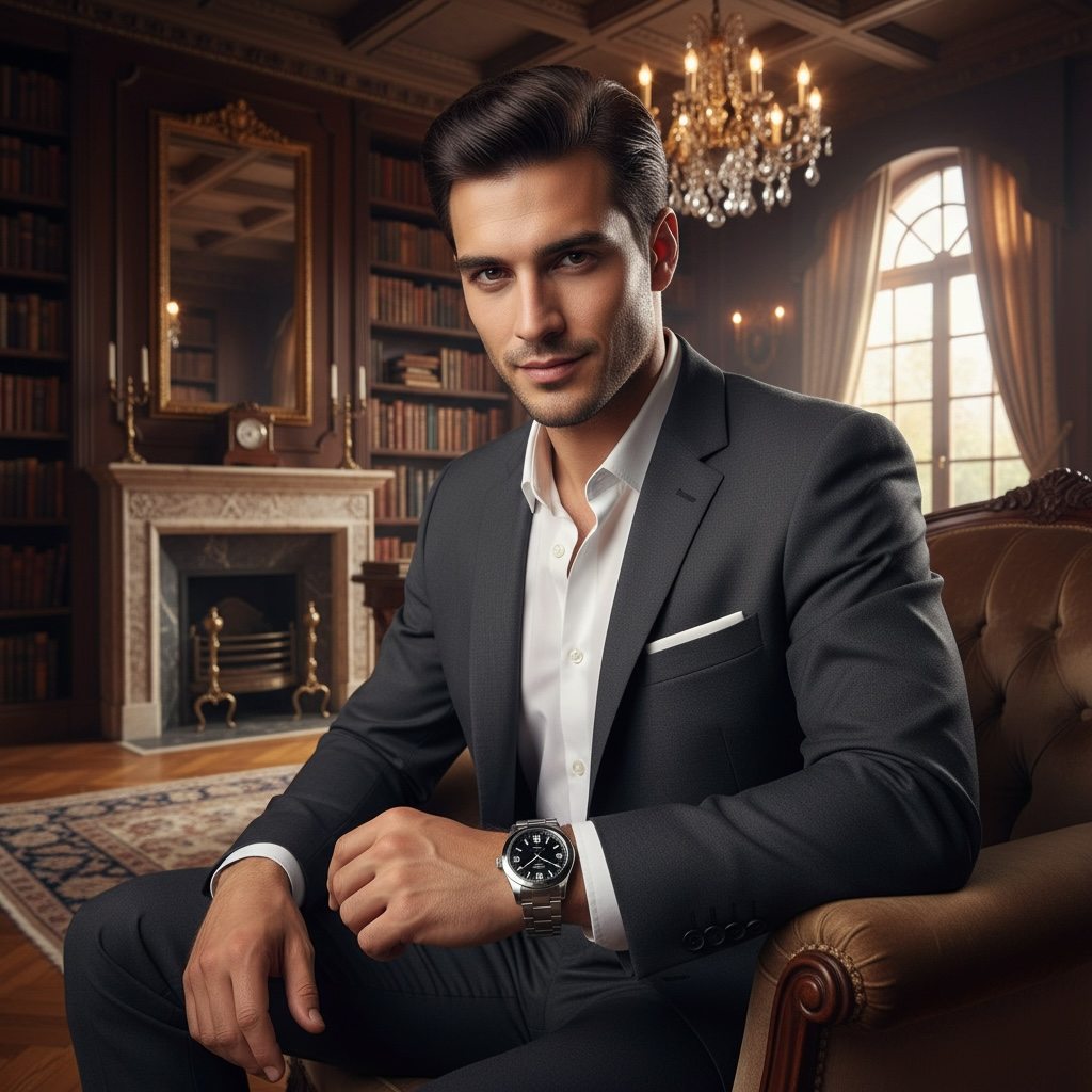 Men’s Automatic Mechanical Watch – Stainless Steel, Waterproof, Self-Winding by Wave & Hang