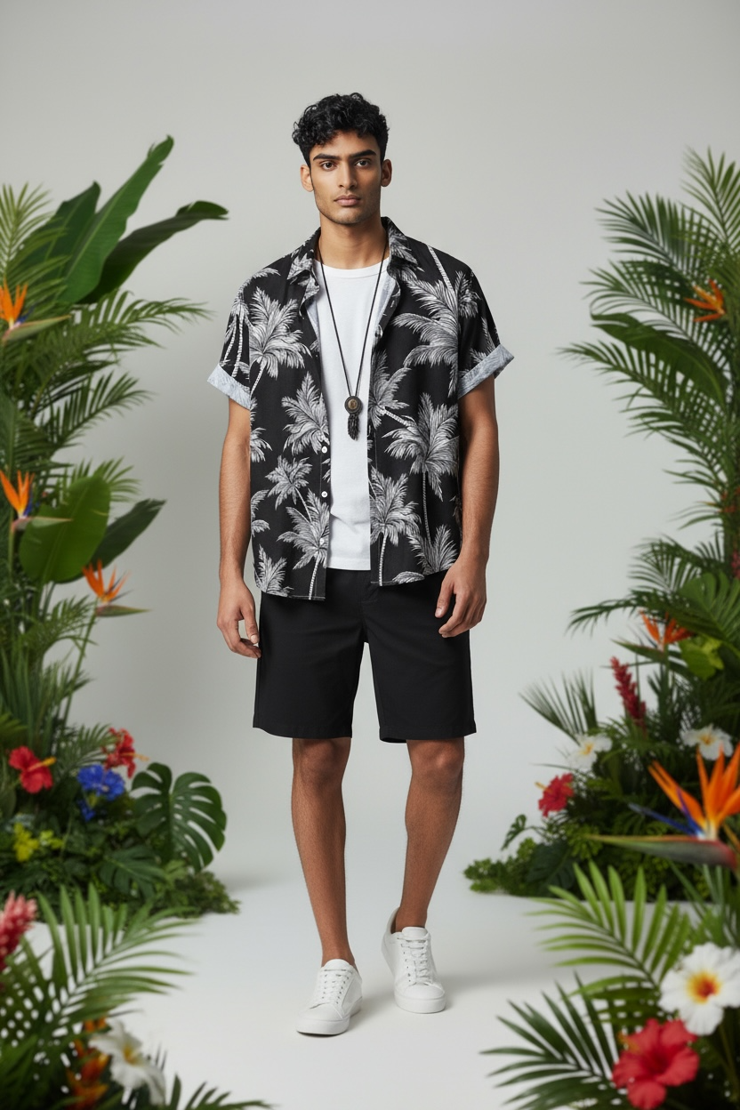 Men's 3D Print Beach Set | Tropical Style & Comfort by Wave & Hang