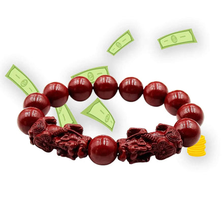 Feng Shui Pixiu Cinnabar Bracelet – Red Cinnabar Wealth and Luck Beads for Men & Women | Protection and Prosperity Amulet Jewelry