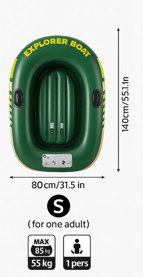 Small PVC Inflatable Boat 1 Person Portable Dinghy With Optional Pump by Wave & Hang