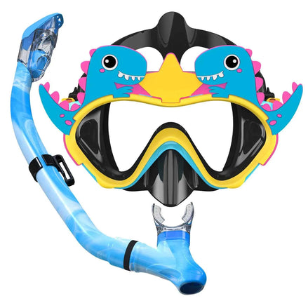 Kids Snorkel Set for Boys & Girls (Ages 5–13) – Upgraded Dry Top Snorkel Mask Set with Anti-Fog Tempered Glass & Carry Bag for Swimming, Diving & Beach Adventures