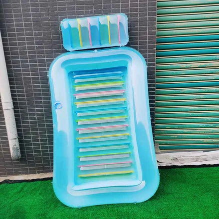 Inflatable Sunshine Pool Float with Pillow – Eco-Friendly Blue Lounge for Pool Relaxation (176x110x20 cm)