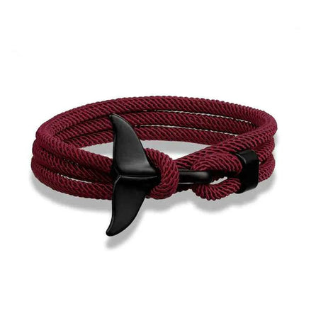 Ocean Whale Tail Anchor Bracelet – Adjustable Nautical Rope Bracelet for Couples & Ocean Lovers