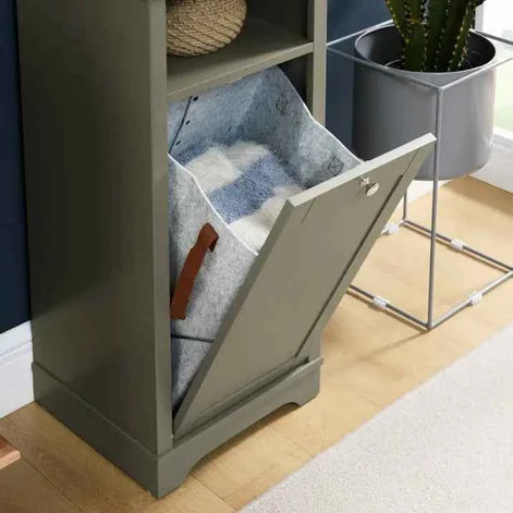 64” Tall Bathroom Storage Cabinet | Modern Grey Organizer for Home & Office